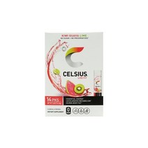 Celsius 셀시어스 라이브 핏 온 더 고 에센셜 에너지 파우더 키위 구아바 라임 14 패킷