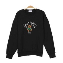 긴팔 곰돌이자수 기모 남자 맨투맨 라운드티 세련 깔끔 커플룩 20살 남친룩 아빠 신랑 아들