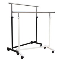 튼튼한 매장용행거 철재 일자 반조립 용접행거, 반조립 심플땜 (1000mm), 기본바퀴(플라스틱), 아이보리함마톤+스텐