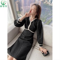 셀럽당 여성용 브이넥 슬림핏 스팽글 원피스