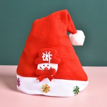 크리스마스 프린트 산타 모자 미니 산타 모자 애완 모자, 어린이쥬얼리모자눈사람(25*31Cm)