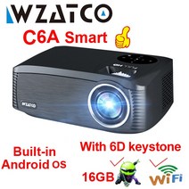 WZATCO- C6 300 인치 안드로이드 9.0 와이파이 5g 풀 HD 1920x1080P LED 프로젝터 비디오 홈 시어터 시네마 스마트 폰 비머, 04 C6A Smart 9 B