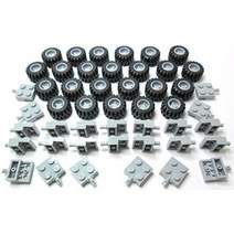 LEGO 도시 - 바퀴 타이어 및 차축 세트 그레이 - 72피스 블리스터 팩에 일러스트된 대로 배송