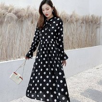 가바바 여성 빅사이즈 원피스 5XL까지 너무나 사랑스럽고 귀여운 땡땡이 리본 데일리 롱원피스 G33519