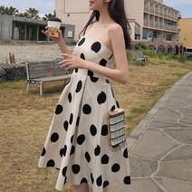 여자 환상적인 분위기 끈나시 물방울 러블리 미디원피스