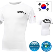 어택존 반팔 쿨드라이 ROKAF 흰색 공군 티셔츠 군인 기능성 반 면 로카 남자 티