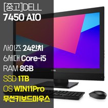DELL 24인치 일체형PC 인텔 6세대 Core-i5 RAM 8GB~16GB SSD 256GB~1TB 탑재 윈도우11설치 중고 올인원PC 사무용 컴퓨터 무선 키보드 마우스 증정, Core-i5/8GB/1TB
