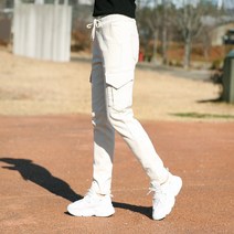 동대문스타일 국내생산 양기모 슬림일자 카고 밴딩팬츠 빅사이즈 여자 기모바지 겨울 여성바지