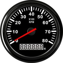 범용 타코미터 85mm 자동차 보트 타코 센서 마린 Hourmeter 3000 RPM 12V/24V 빨간색 백라이트, [12] 8K-BN