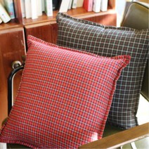체크 무늬 학생 책상 등받이 쿠션 커버 오피스 사무실 비게 비개 병원 집들이선물 신혼집, 레드