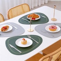 포그망 조약돌 북유럽 양면 테이블 매트 4개, 그린/그레이, 가로 45cm x 세로 36.5cm