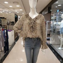 이랜드 [GGPX]GGPX 호피무늬 프릴 쉬폰 블라우스 GLA3-SH643F(NC불광점)_이랜드리테일 불광점