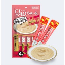 이나바 차오 츄루 고양이 파우치 간식 56g, 참치 + 연어 혼합맛, 12개입