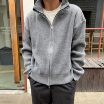 남성 투웨이 집업 헤비 하이넥 니트 가디건