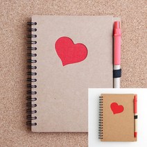 휴대용수첩 회원수첩 작은수첩 하트 볼펜 수첩 12.5X15.5CM 레드