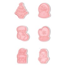 6 개/대 diy 크리스마스 만화 비스킷 금형 쿠키 커터 3d 비스킷 금형 pp 베이킹 금형 쿠키 장식 도구, 유형1