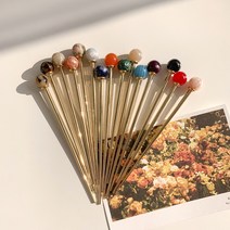 15컬러 프랑스 구슬 일자 아이유 옥비녀 패션 올림머리 헤어 한복 혼주 뒤꽃이 스타일
