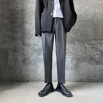 봄과 여름 작은 바지 남성 슬림 발 매달려 느낌 9 캐주얼 바지 트렌드 스트레이트 드레스 비 아이언 정장 바지