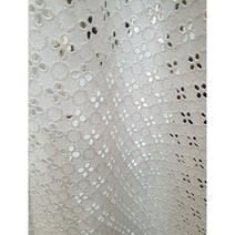 혜인천 대폭 60수 아사면 도트잔꽃펀칭레이스 원단 [마스크 의류 커텐 이불원단] 백아이보리색