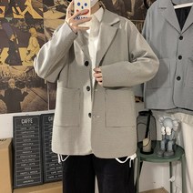 남자가을코트 겨울 레드 갈색 셋업 드롭 드레이프 와이드 루즈핏 캐쥬얼 잔 체크 양복 정장 트렌드 513 1624184798