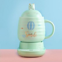 중탕기 죽 홍삼제조기220V 800ML 미니 전기 스튜 컵 사무실 차 죽 냄비 우유 난방 물 주전자 세라믹 꽃 건, [02] Green Cat