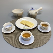 라벤더 핸드 페인팅 도자기 3인 전통 다기세트 270ml, 다기세트+잔받침(3개)+숙우