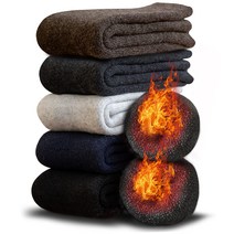 양말 남성 양말 겨울 두꺼운 [영하 방한·격온 38℃ 항온·울 소재] 울 양말 360° 축열 극후리 기모 방한 보온 소취 내구성 신축성 실내 아웃도어 등산 캠프 25-29㎝ (#05.블랙+ 그레이 + 라이트 그레이 + 네이비 + 커피)