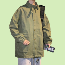남자 오버핏 하프 야상 자켓 캐주얼 데일리 간절기 아우터