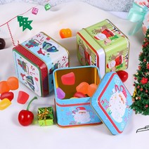 철제함 크리스마스 상자 사탕 틴 통 선물 양철 쿠키 저장 금속 휴일 비스킷 항아리 빈 네모 컨테이너 캔