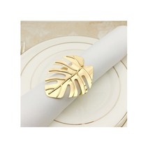 웨딩포 냅킨링 냅킨홀더 메탈 몬스테라 골드 Napkin Ring Metal Gold Monstera, 1개