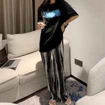 휴양지쇼핑몰 해변 화이트비치 바캉스룩 하와이 휴가룩 연예인바캉스룩 비치웨어 여행원피스 바캉스 원피스 나시, XL, 블랙 T+블랙 팬츠