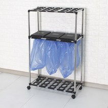 분리수거함 3P 2단 휴지통 재활용 쓰레기통, 블랙