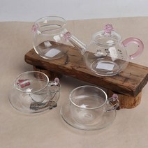 핑크로즈 2인 유리다기세트 (주전자 150ml) 01250AF #36529870ea, 본상품선택