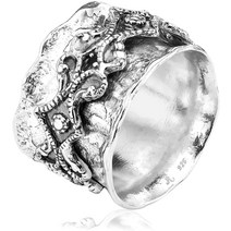 JEAN RACHEL JEWELRY 여성용 925 스털링 실버 스피너 링 남성용 밴드 대담한 레이스 산화 처리 빈티지 스타일리쉬 저자극성 니켈 무연 장인의 손으로 만든 디자이너 이