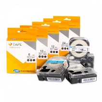 학원 라벨테이프 카트리지 12mm 사무실 카르티지 오피스용품 어린이집 학교 유치원, 12MWR(흰색/빨강)