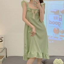[랜덤플레이] 프릴 리본 러플 홈웨어 민소매 롱 원피스