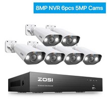 아파트현관 홈cctv 현관문 cctv 홈캠 ip카메라 가정용 ZOSI CH POE 비디오 감시 키트 4K MP 슈퍼 HD 야외 IP 카메라 AI 스타라이트 나이트 비전 CCTV 보, CHINA_없음 | 8MP NVR 6pcs 5MP Ca