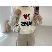 I LOVE PARIS 아이 러브 파리 레터링 부클 라운드넥 니트