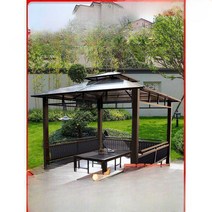 원두막 정자 쉼터 나무 방갈로 조경 파고라 자재, 업그레이드모델4x4미터파빌리온+좌석패널3개+테이블4개+
