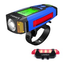 Lixada 다기능 자전거 속도계 라이트, 블루+후미등