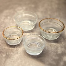 유리빗살종지 일반 골드라인 글라스 소스볼 미니그릇 유리식기, 소(일반)