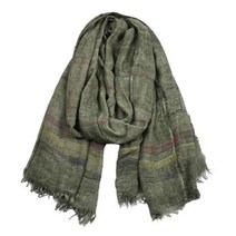 100578 SHOWERSMILE-Bufanda 남성용 녹색 코튼 린넨 스카프 가을 겨울 액세서리 따뜻한 롱 패션 브랜드
