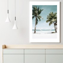 바닷가 카페 인테리어 야자수 액자(41x27) 거실그림 거실 34평거실 vip룸, 캔버스액자(옆면흰색)