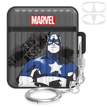 마블 어셈블 캐리어아머 에어팟 3/2/1/프로 케이스 + 철가루방지스티커, 캡틴 아메리카, 에어팟 2세대/1세대 공용