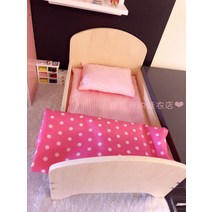 원목 인형침대 인형가구 15cm 20cm 30cm인형용 미니어처 구체관절인형소품 싱글, 침대+침구포함 (침구무늬랜덤)