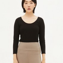 22 FW 여성 온에어 모이스처 웜 U넥 8부 티셔츠 BK