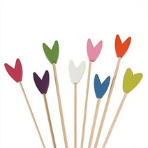 BambooMN 15cm(5.9인치) 대나무 스마일 페이스 칵테일 전채 과일 샌드위치 꼬치 피크 케이터링 휴일 레스토랑 또는 뷔페 파티 용품 200피스, 5.9 Inch, Tulip Asst