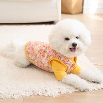 플라워 리버시블 양면 베스트 중형견 대형견 옷, 옐로우