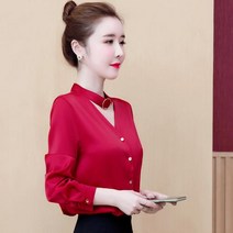 뉴욕멋쟁이 국내배송 로스팅 초커 블라우스 여성블라우스 브이넥블라우스