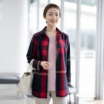엄마옷 모슬린 셔츠카라 체크 면남방 NB203266마담 미시옷 50대 중년여성의류 60대 엄마옷 빅사이즈 할머니옷 여성옷 여름